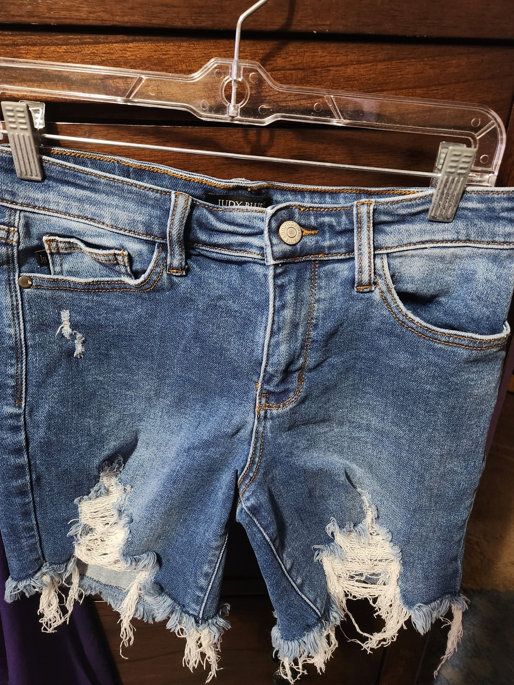 Judy Blue Women’s Light Blue Distressed Boyfriend Jeans Shorts